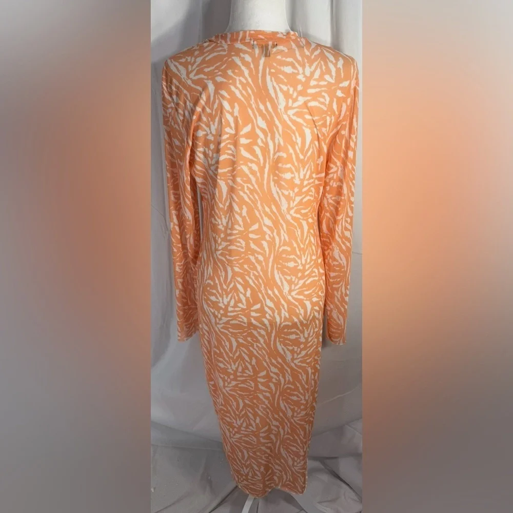 AFRM Mesh Sheer Orange Print Midi Dress 1X - Picture 7 of 10